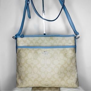 Coach Signature Leather File Bag Crossbody